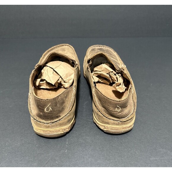 OluKai Moloa Mens 8 Shoes Brown Leather Slip On Casual Slipper Convert loafers - Picture 6 of 13